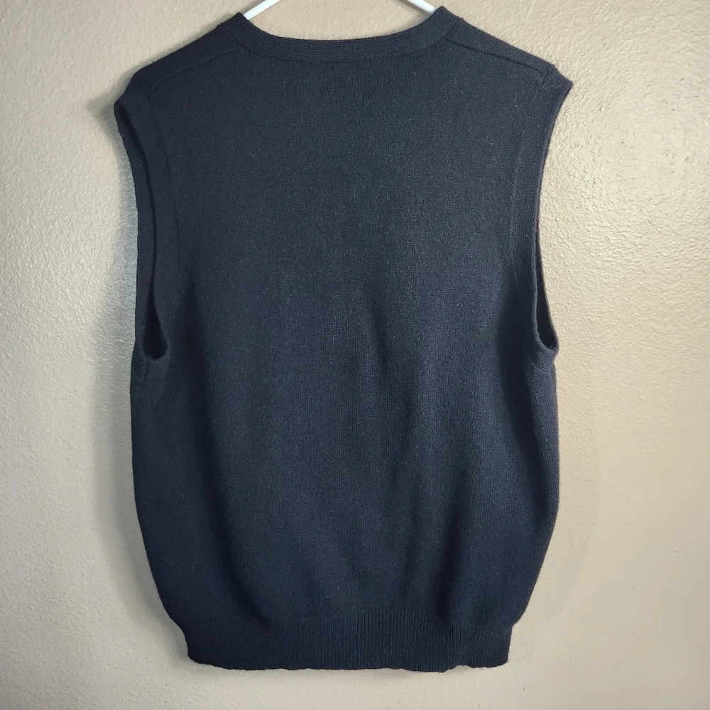 Gap Vintage Mens |L| Black 100% Lambswool Knit V-Neck Vest